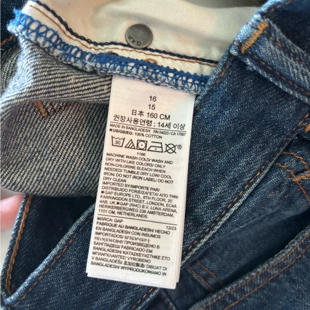 Gap Kids 90s Original Straight Jeans Youth Size 16 Dark Wash Denim